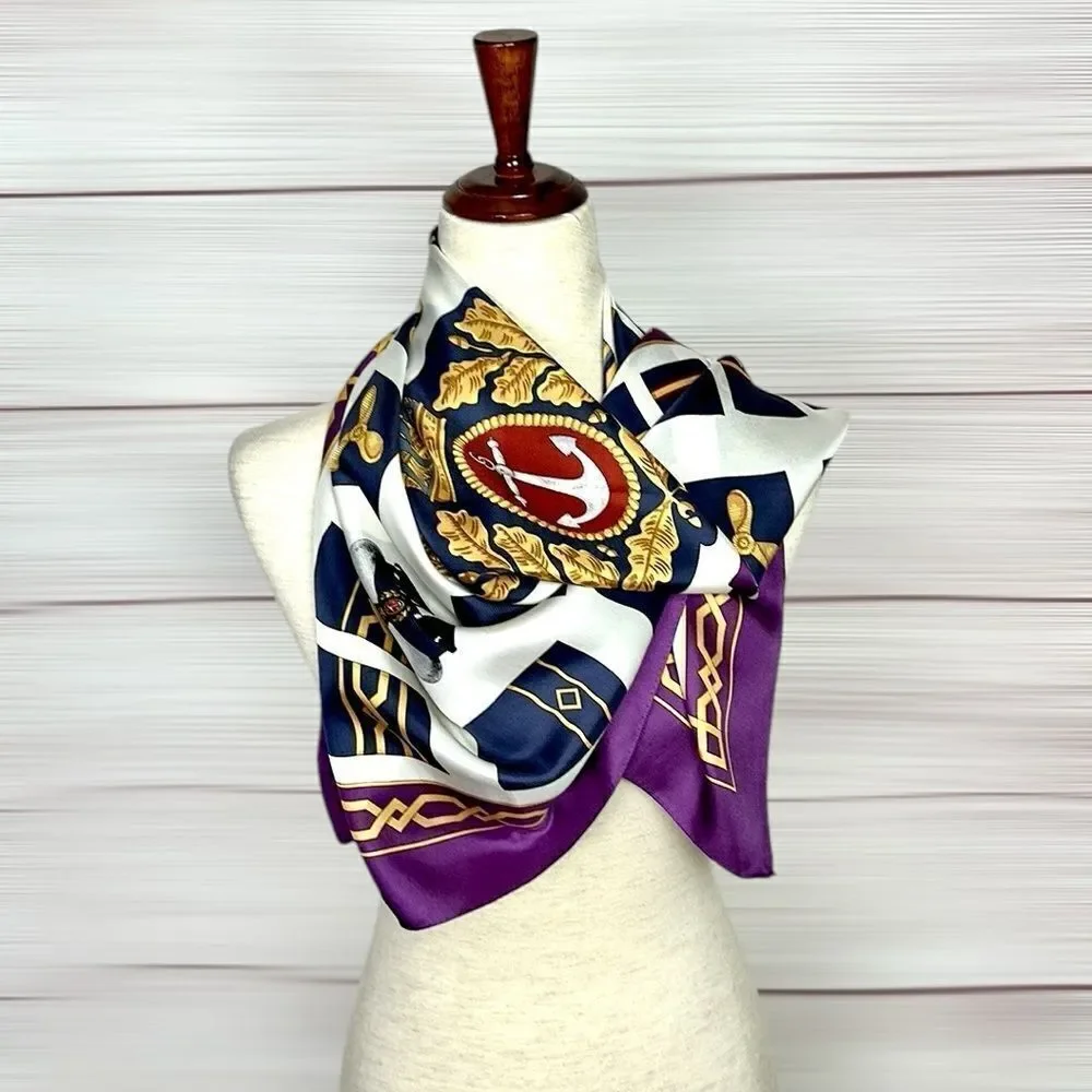 Calvin Klein Nautical Silk Scarf Vintage made in Japan 34x34 inches